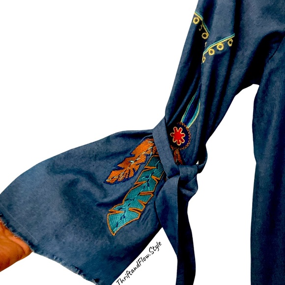 NWOT | BOHEMIAN | BEACH COVER UP | FABRIC SOFT JEANS | SIZE ALL FIT - Picture 7 of 16